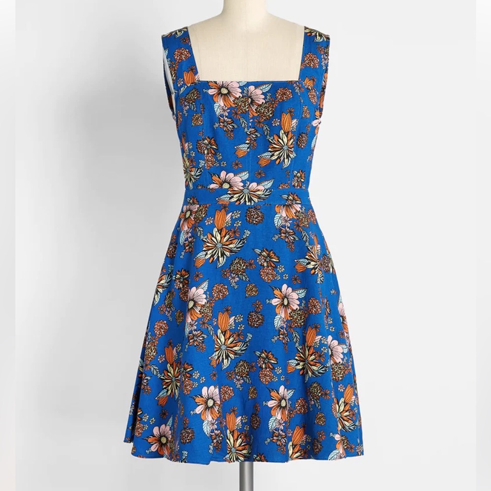 Modcloth Bursting With Optimism Fit and Flare Dress Size 8 - Picture 2 of 11